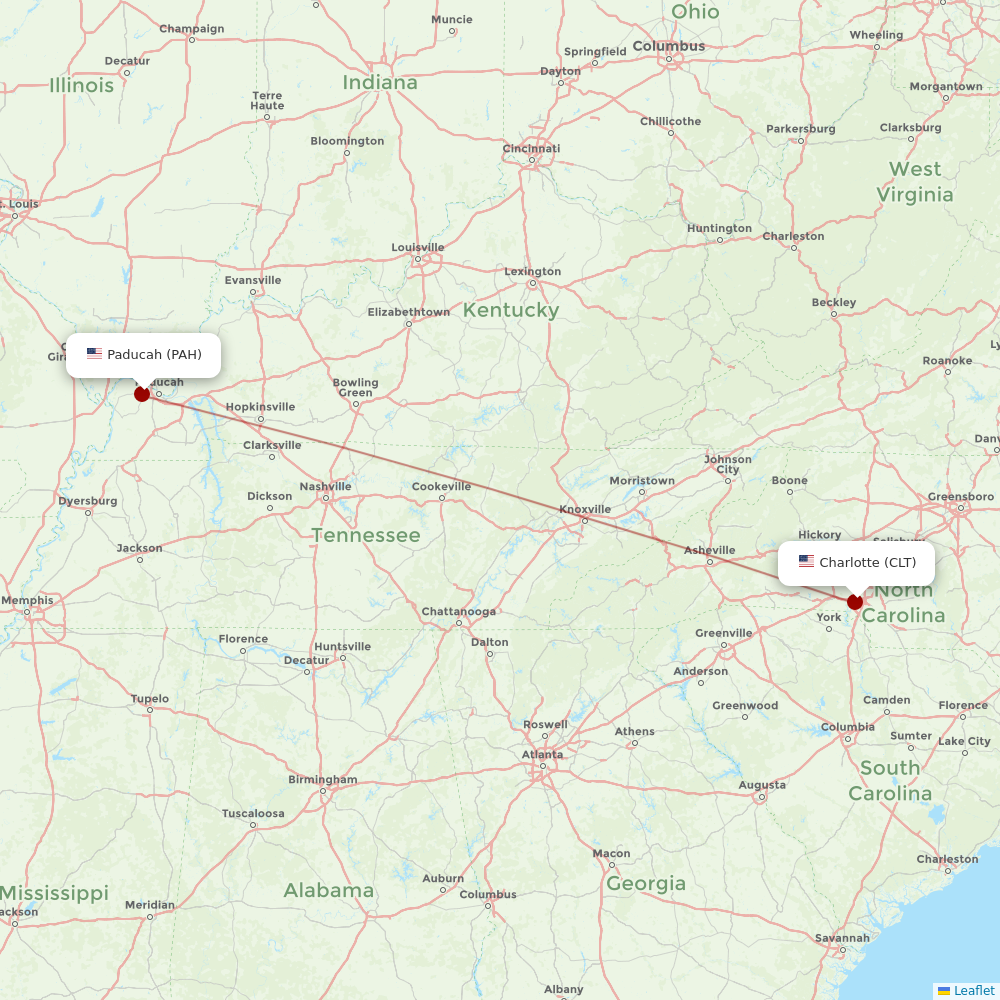 Contour Aviation at PAH route map