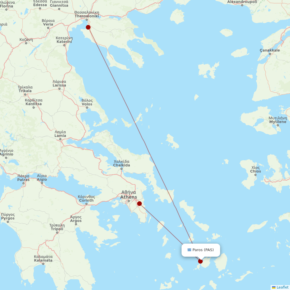 Olympic Air at PAS route map