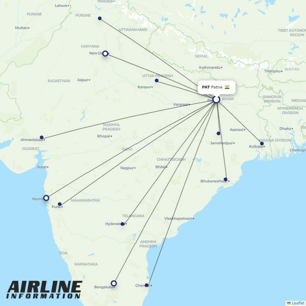 IndiGo routes from PAT