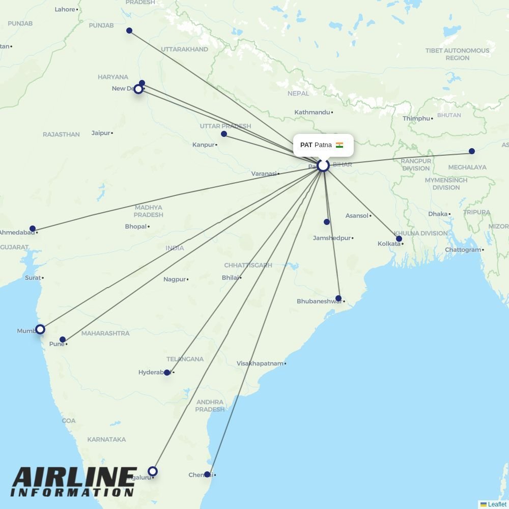 Air India routes from PAT