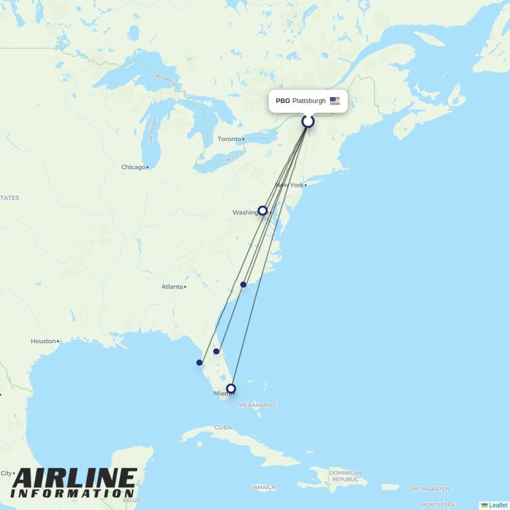Allegiant routes from PBG