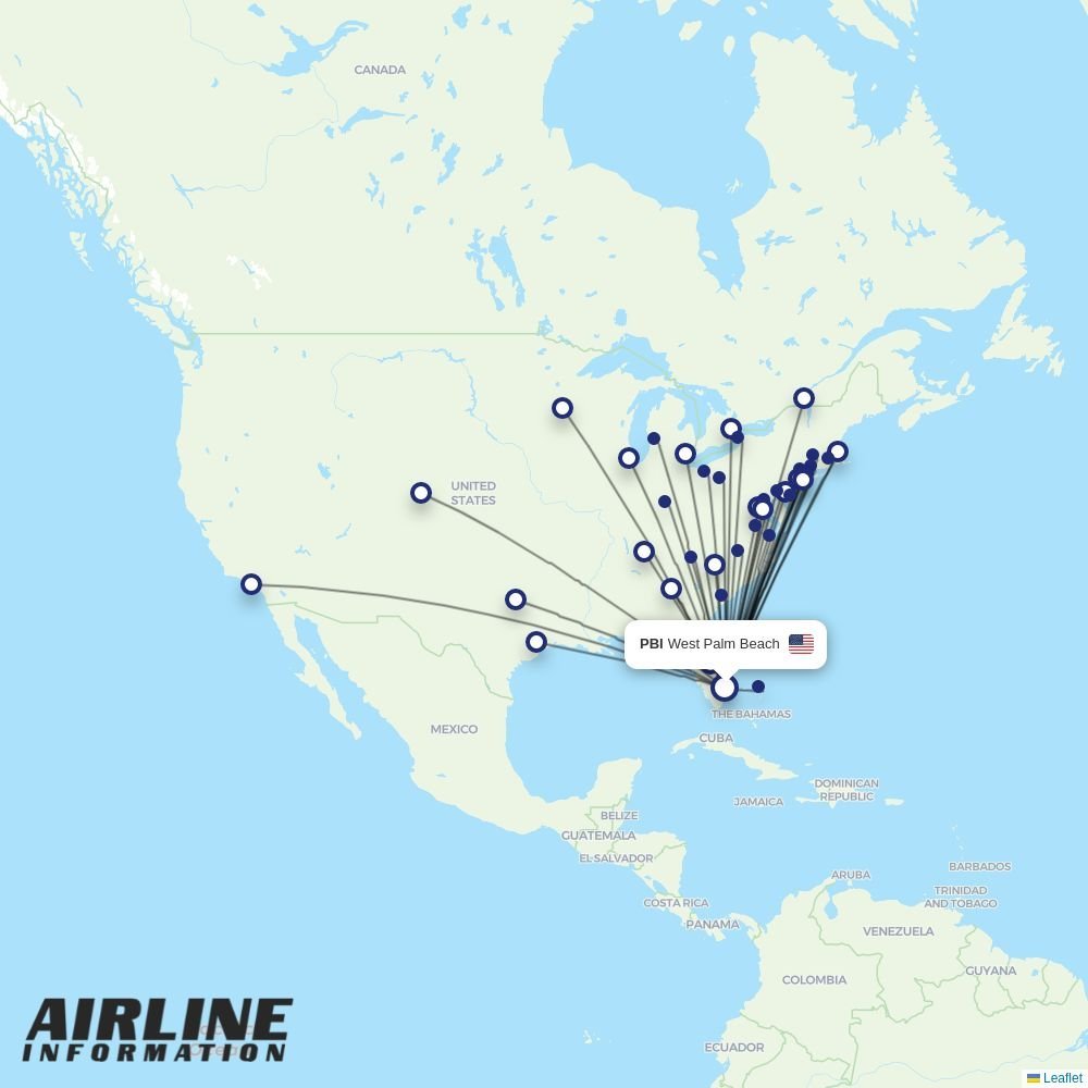 Allegiant routes from PBI