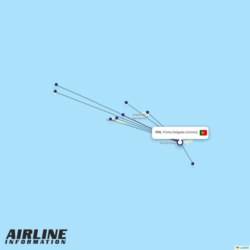 SATA - Air Acores routes from PDL