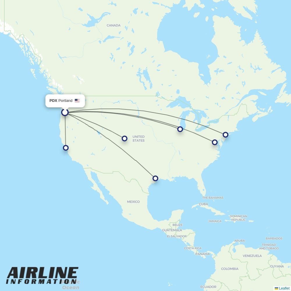 United routes from PDX