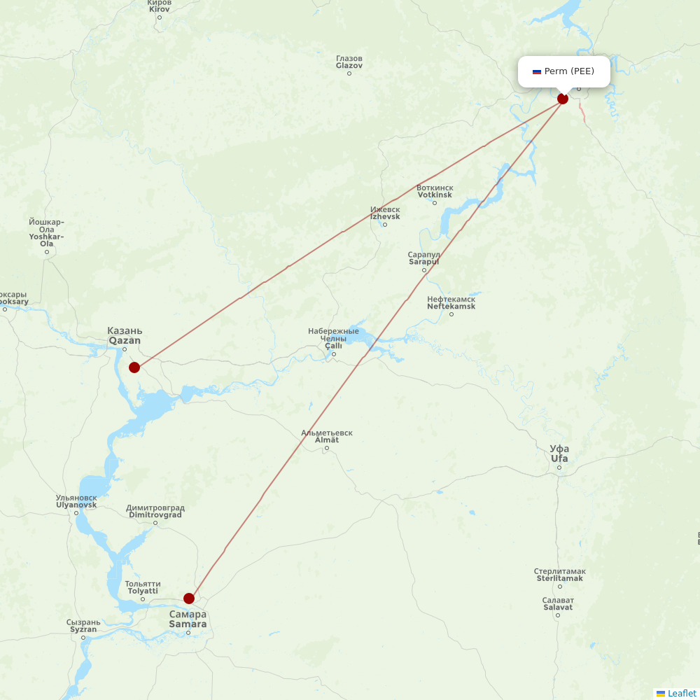 UVT Aero at PEE route map