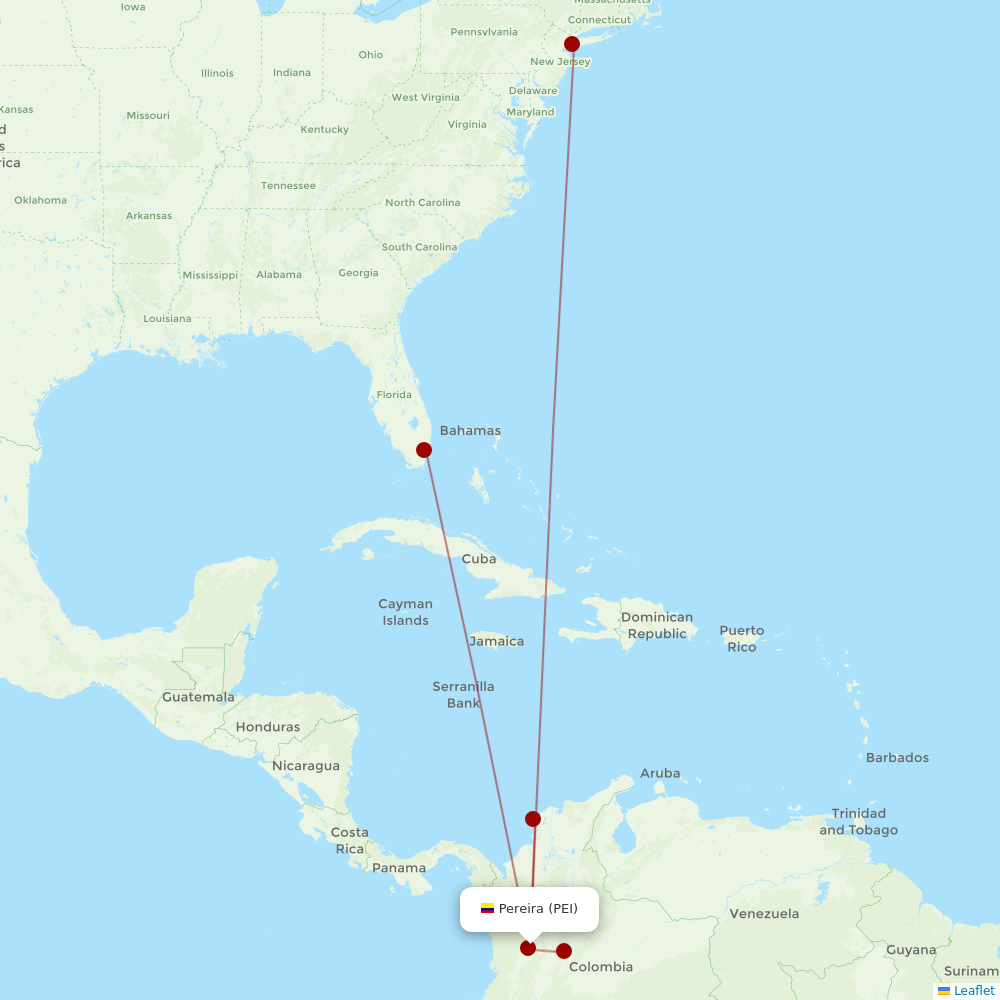 AVIANCA at PEI route map
