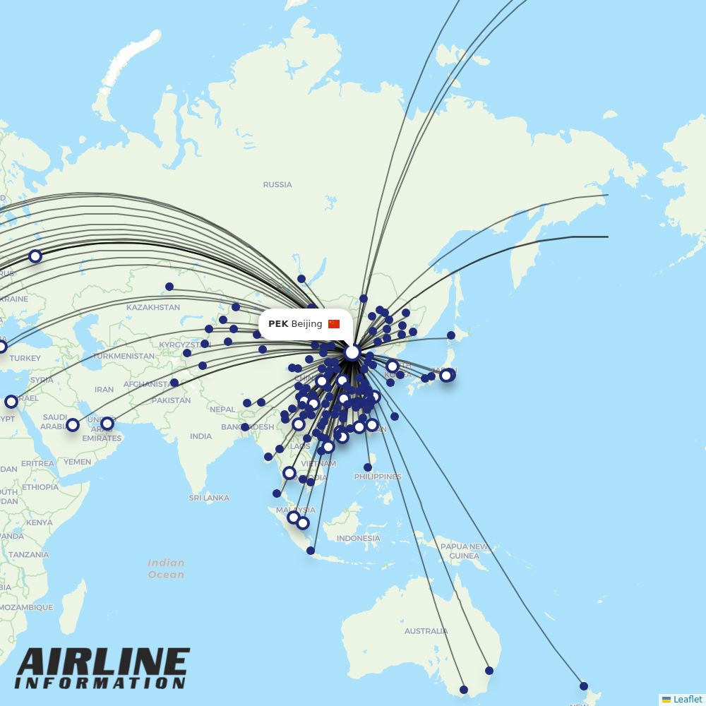 Air China routes from PEK