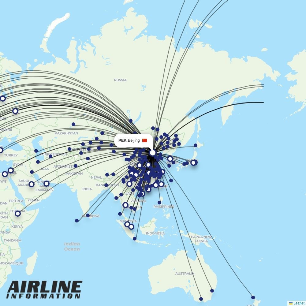 Grand China Air routes from PEK