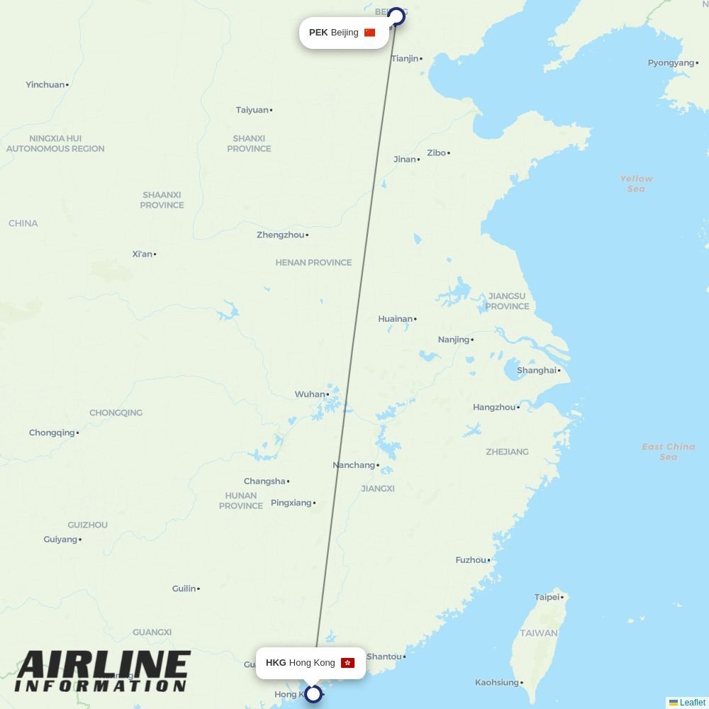 Cathay Pacific routes from PEK