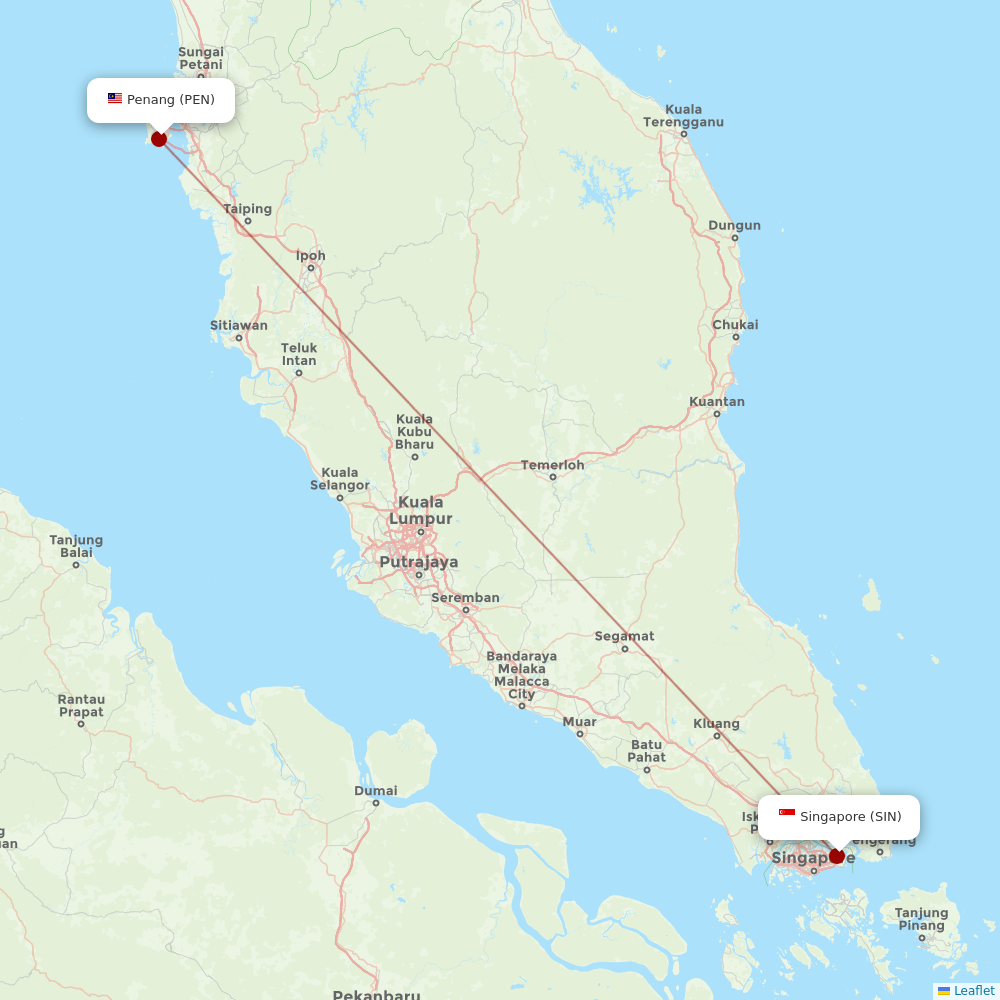 Jetstar Asia at PEN route map