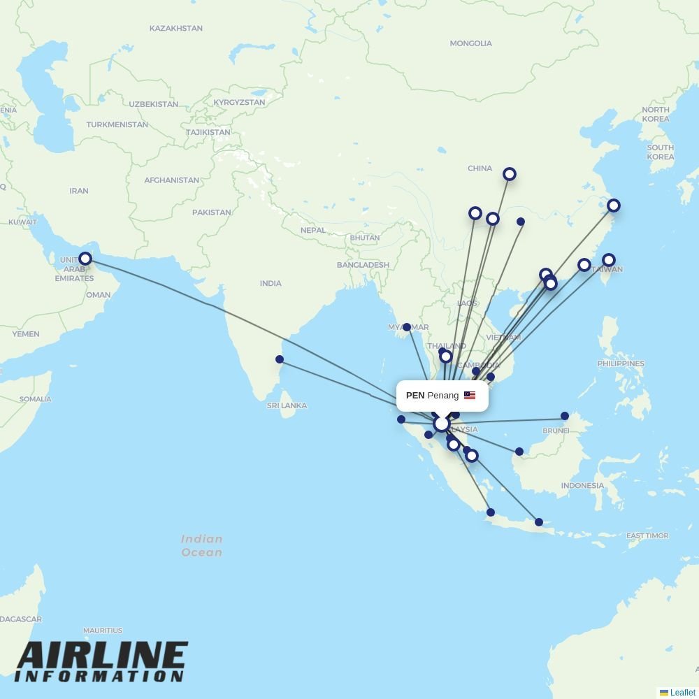 AirAsia routes from PEN
