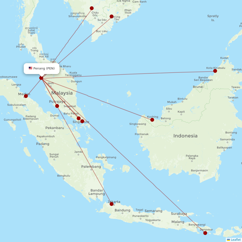 AirAsia at PEN route map