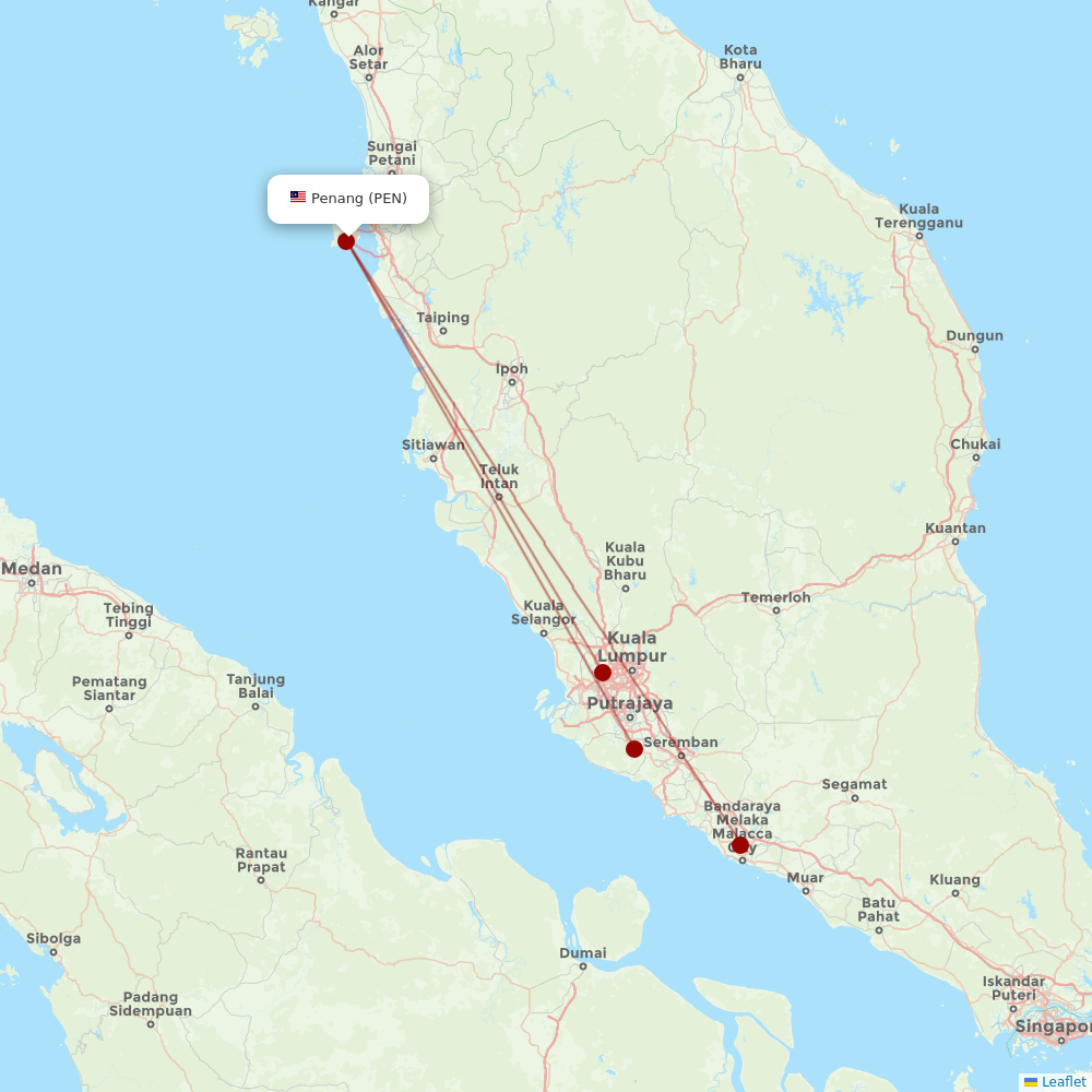 Batik Air Malaysia at PEN route map