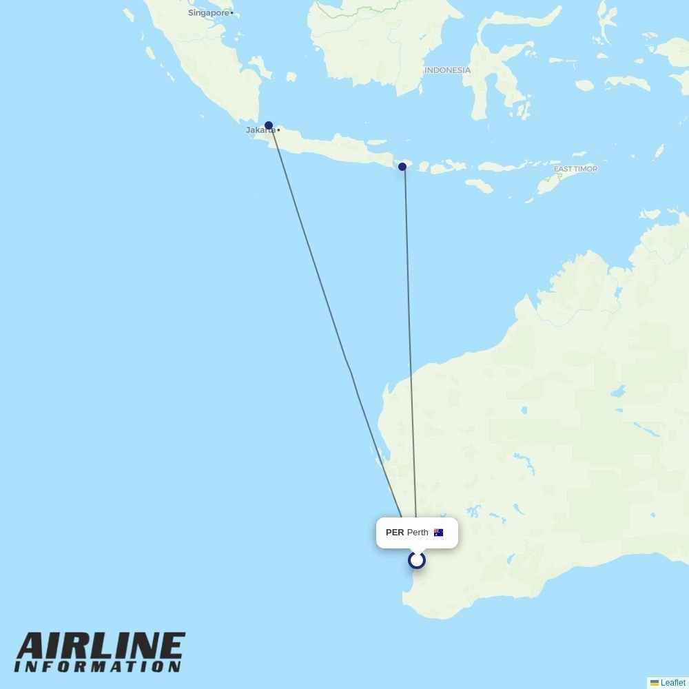 Batik Air routes from PER