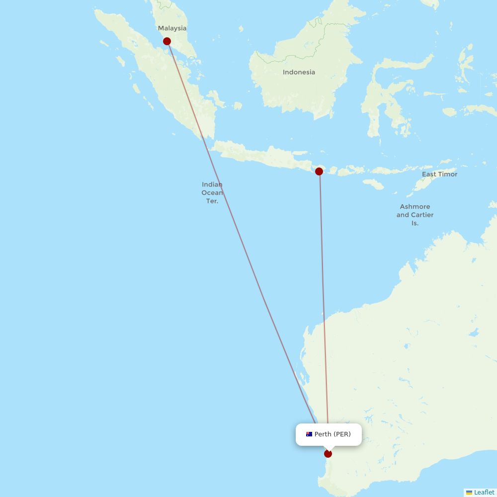 Batik Air Malaysia at PER route map