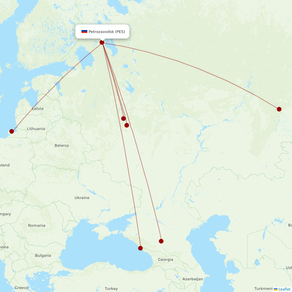 Severstal Aircompany at PES route map