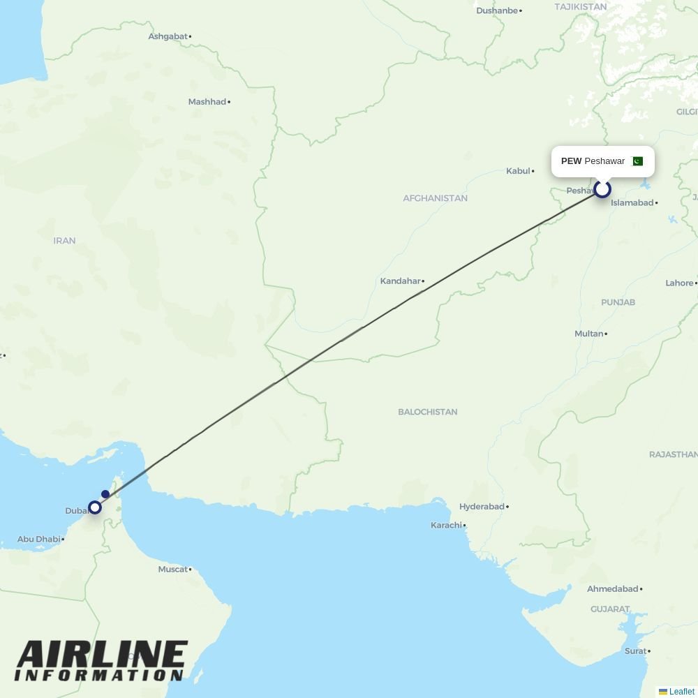 Air Arabia routes from PEW