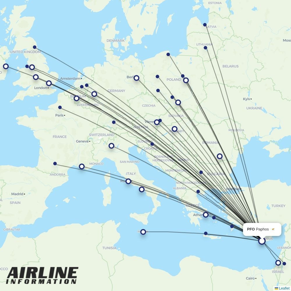 Ryanair routes from PFO