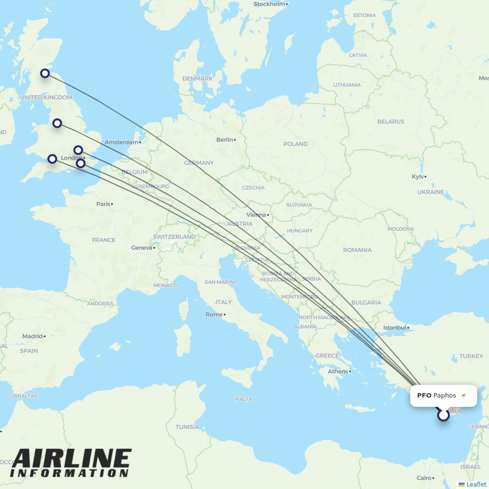 easyJet routes from PFO
