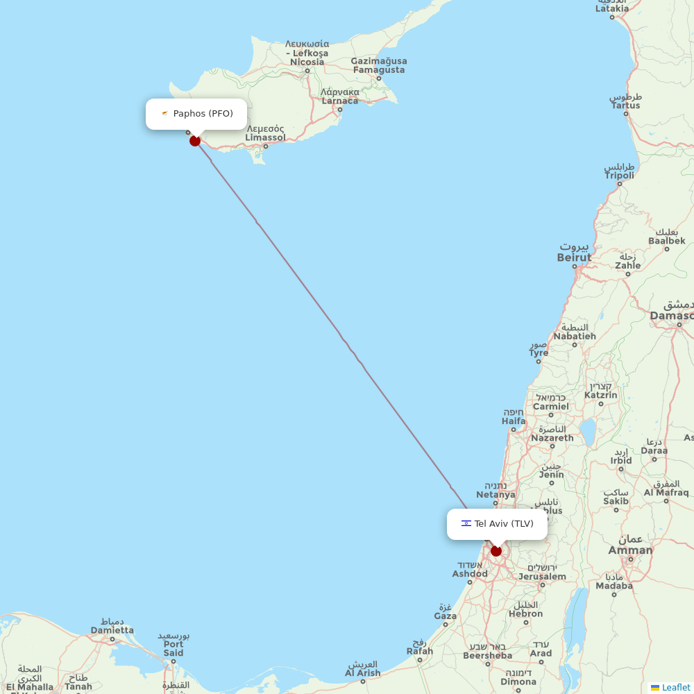 TUS Airways at PFO route map