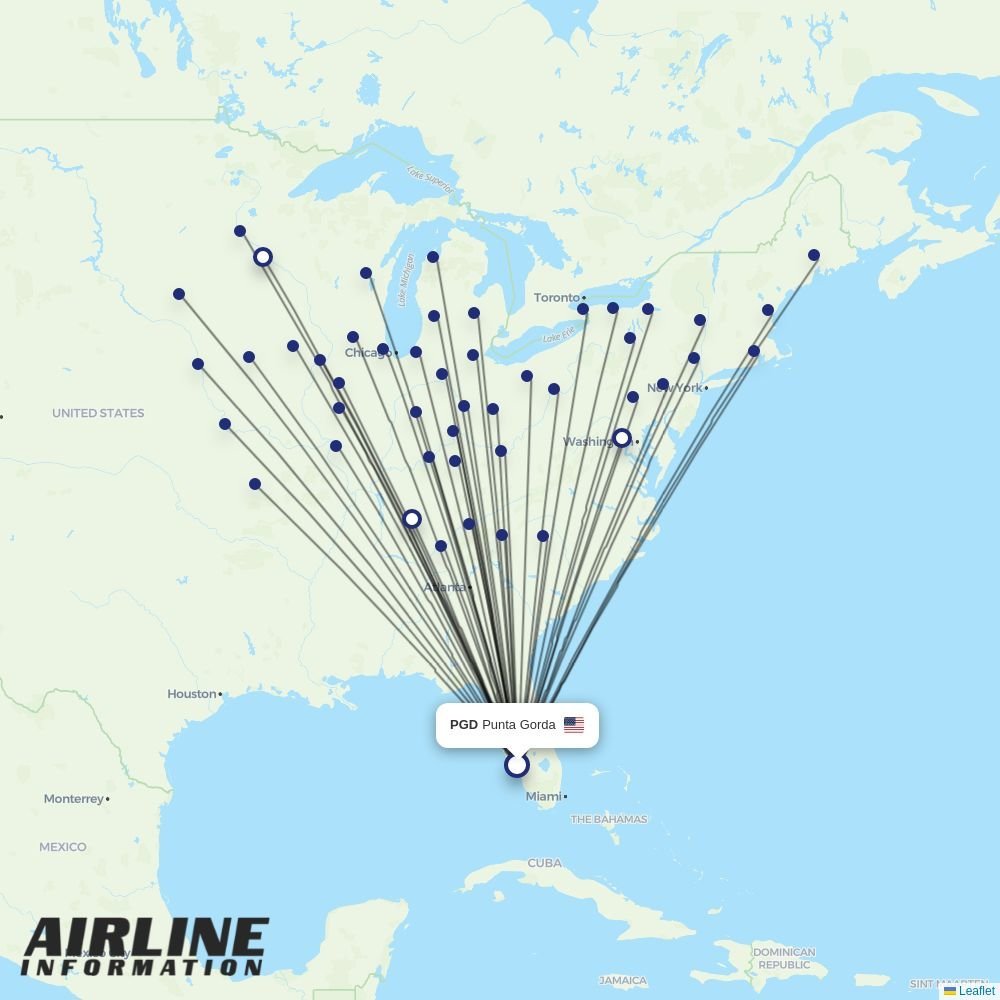 Allegiant routes from PGD