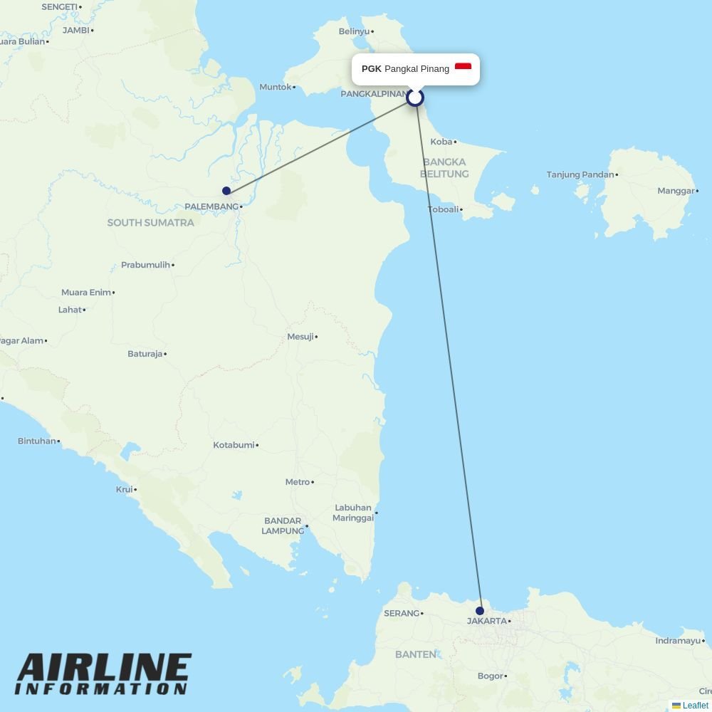 Sriwijaya Air routes from PGK