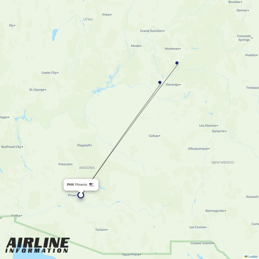 Key Lime Air routes from PHX
