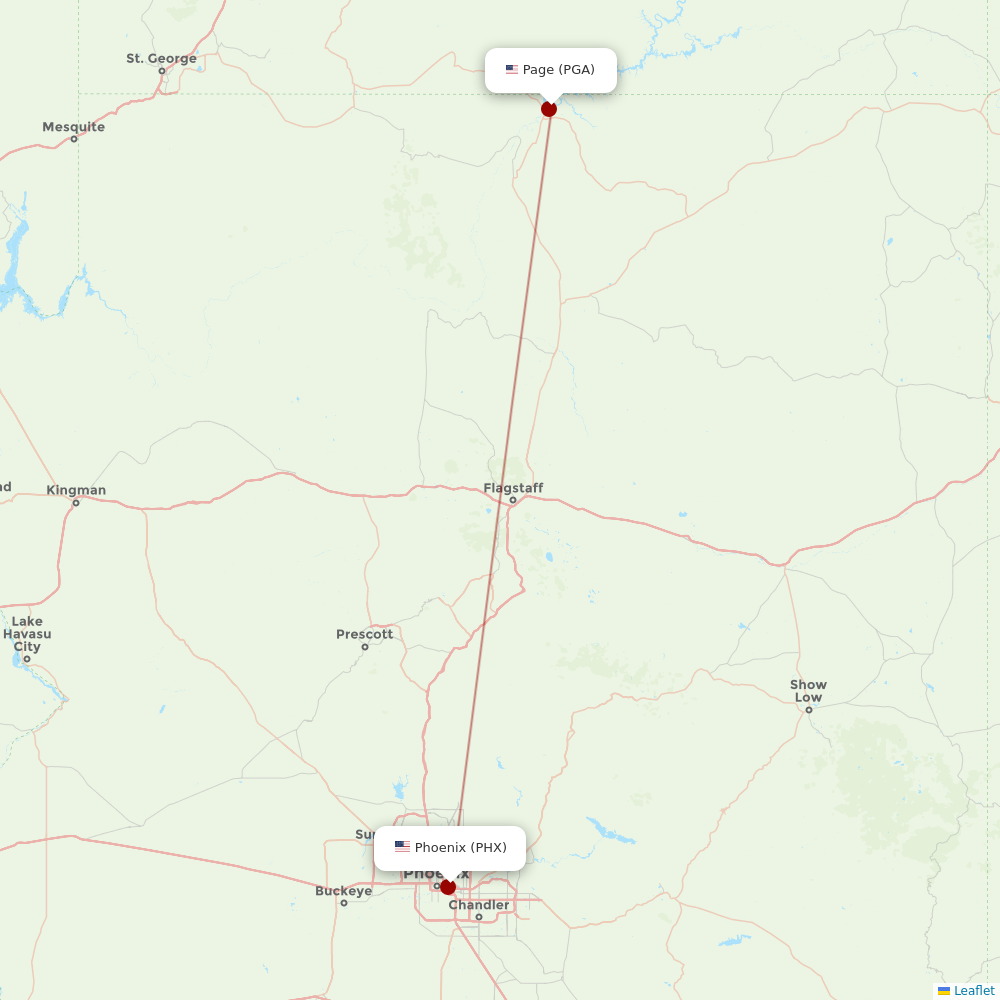 Contour Aviation at PHX route map