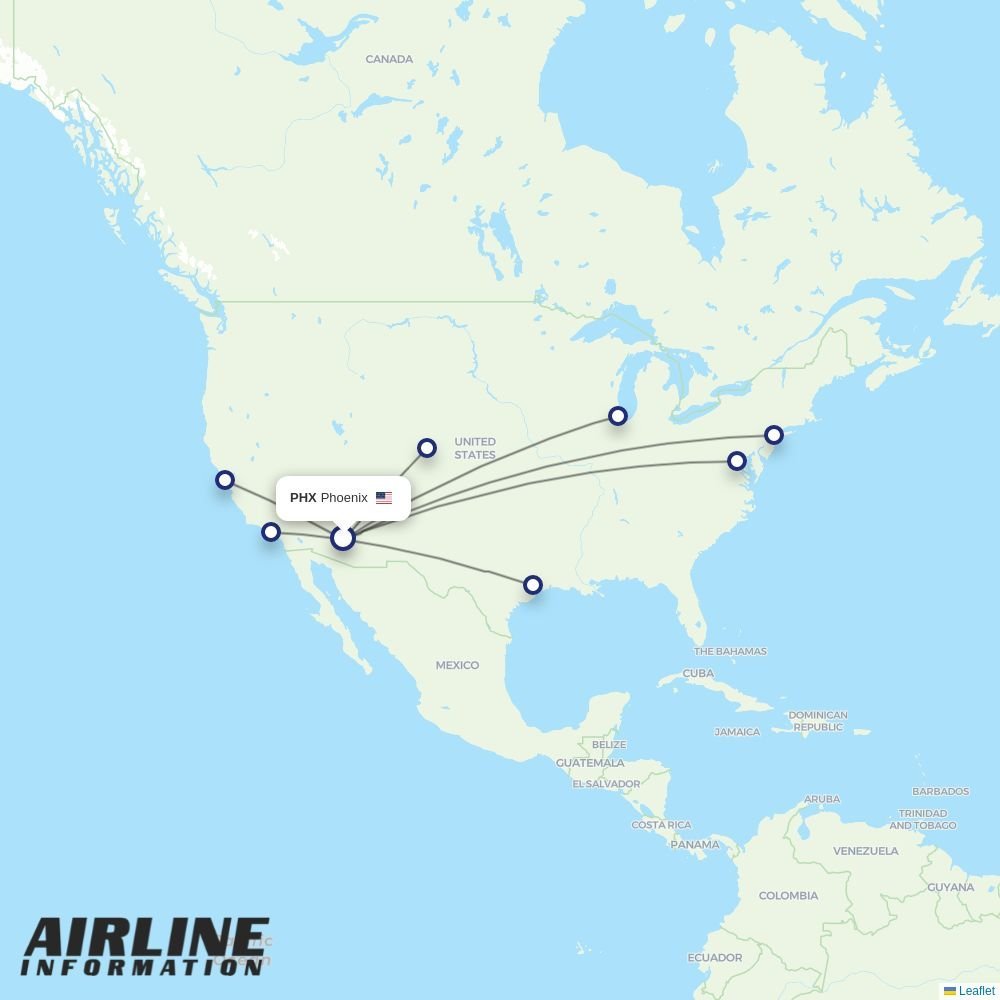 United routes from PHX