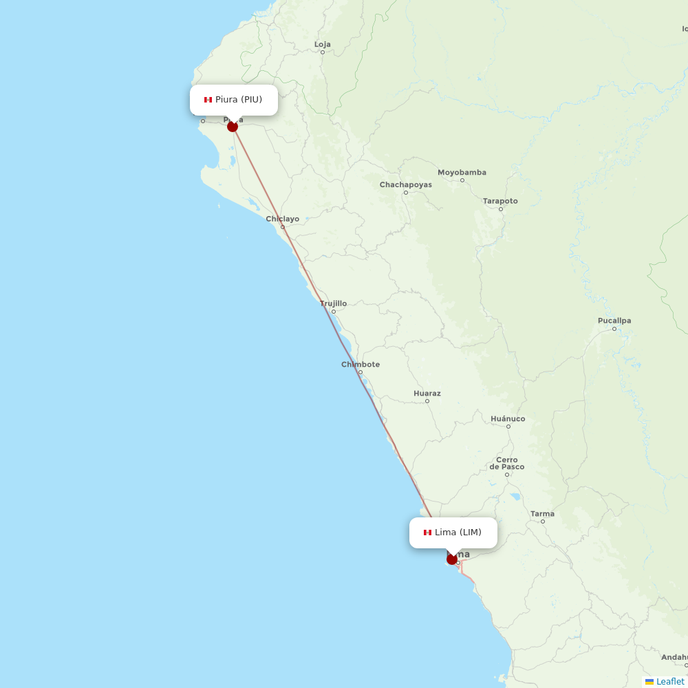 Sky Airline at PIU route map