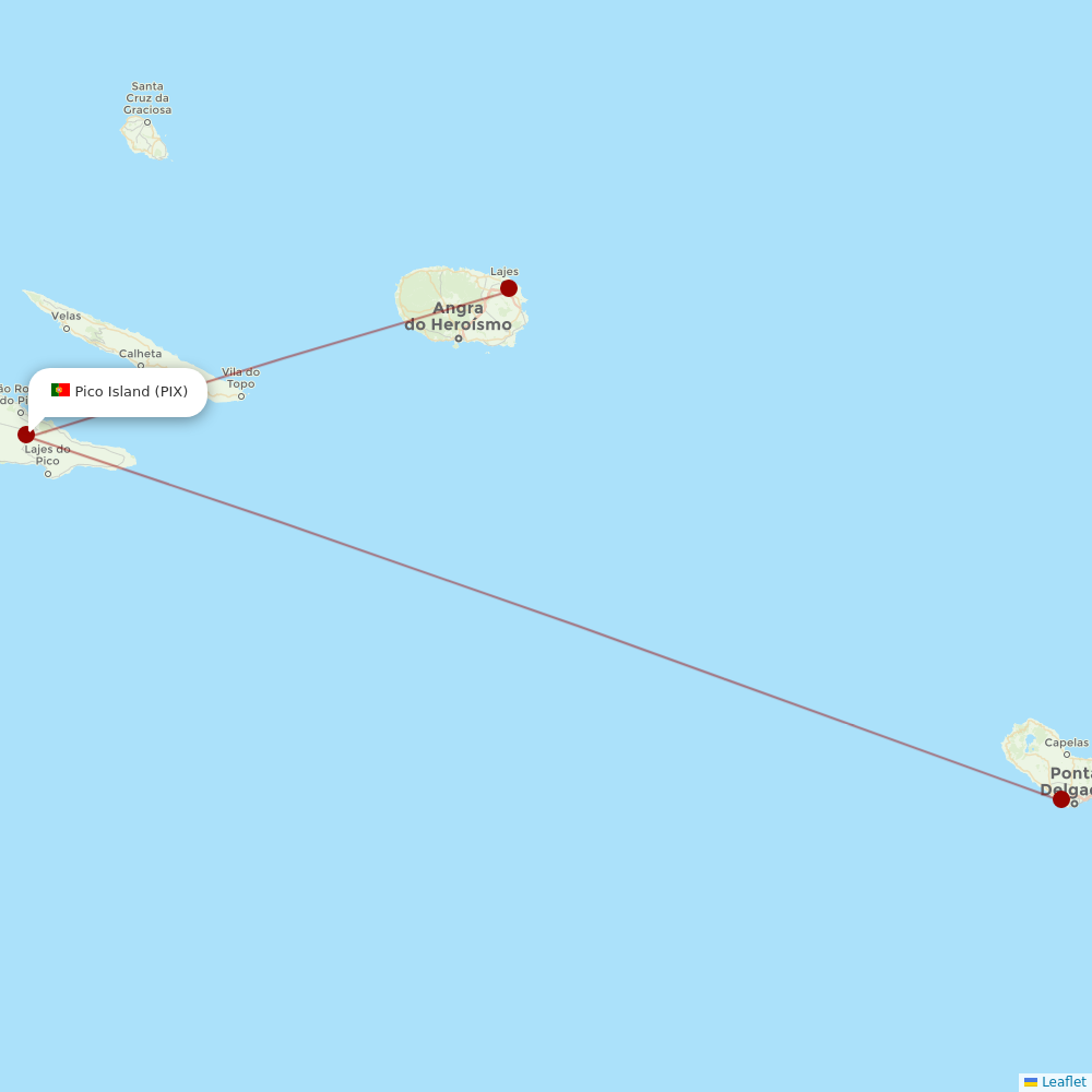 SATA - Air Acores at PIX route map