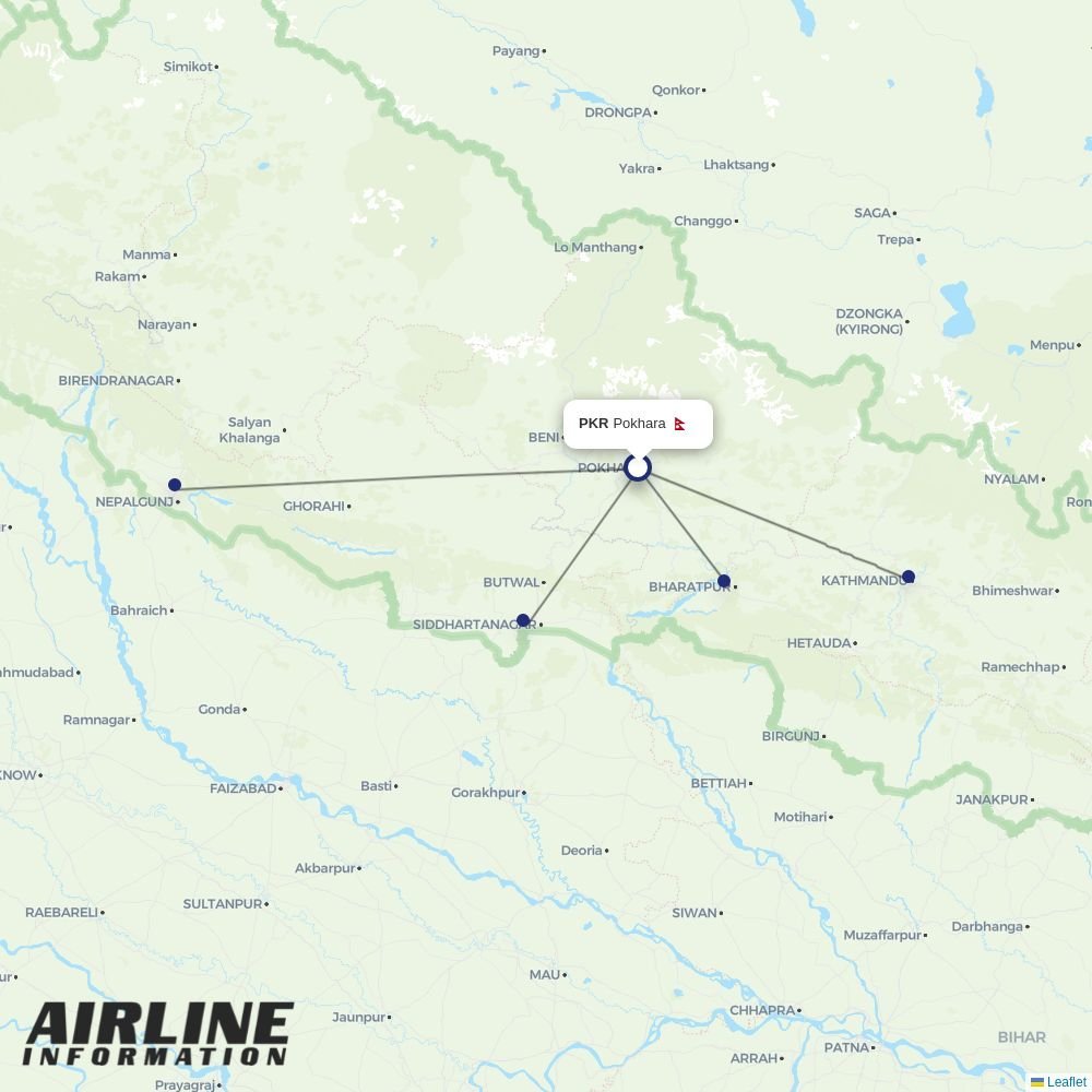 Buddha Air routes from PKR
