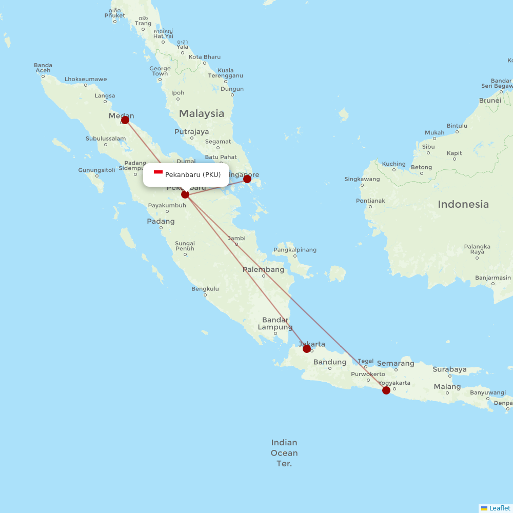 Lion Air at PKU route map