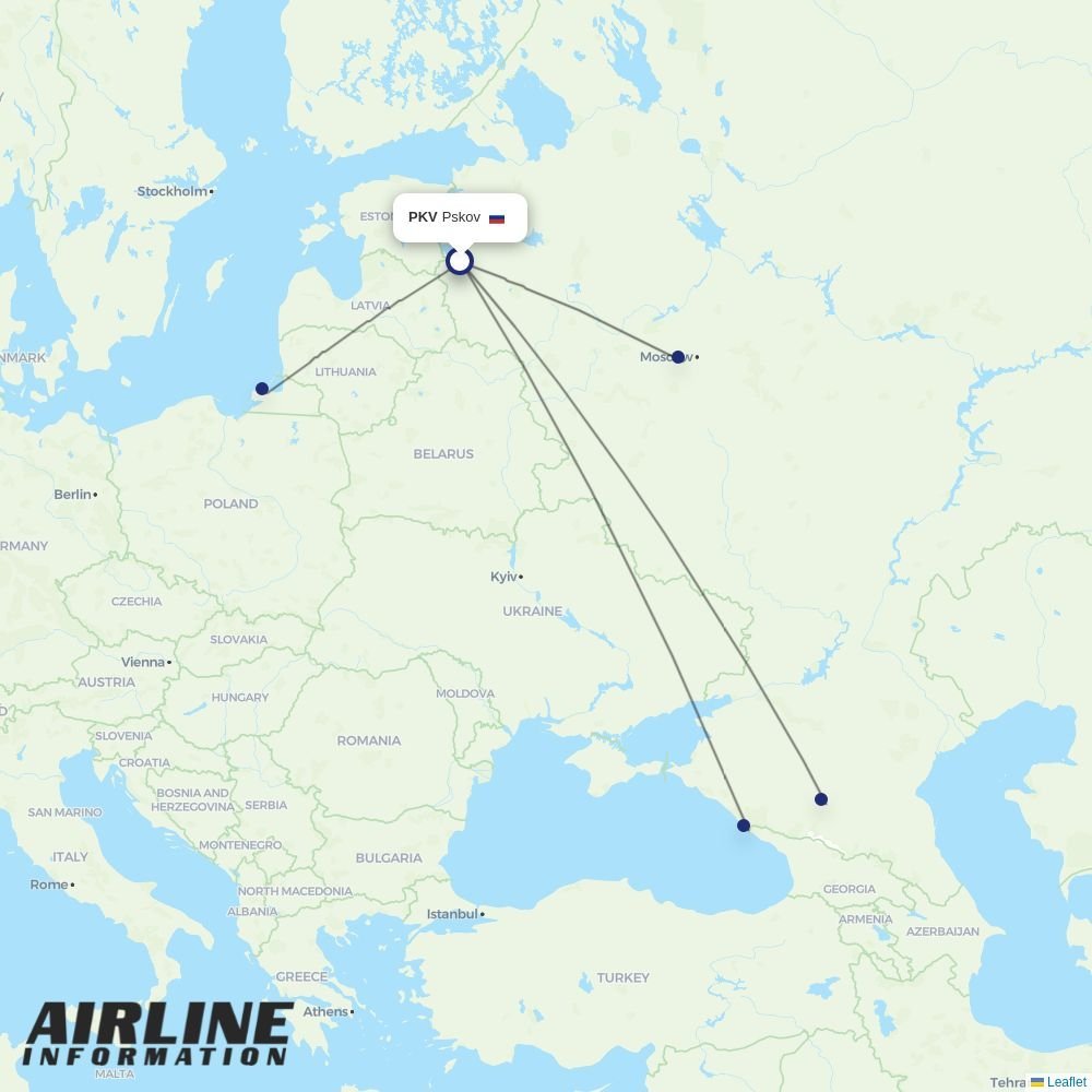 Azimuth routes from PKV