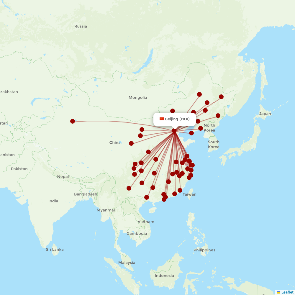 Air China at PKX route map