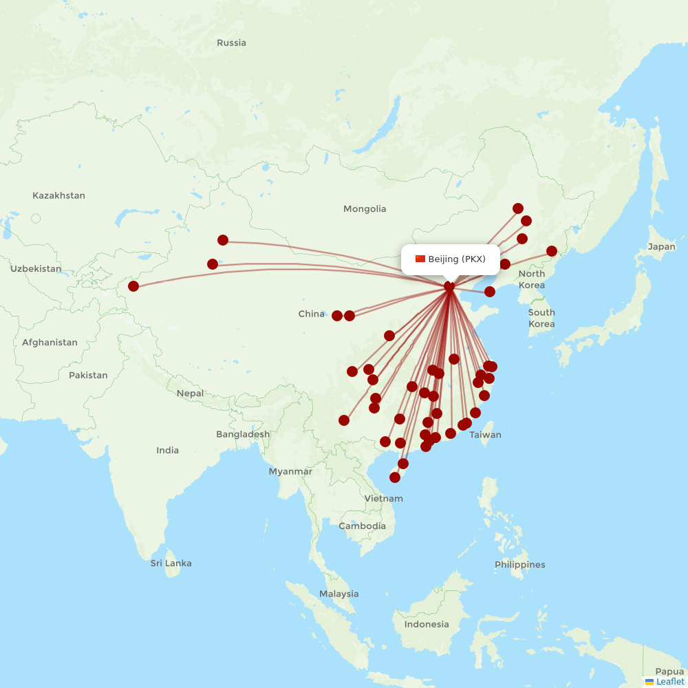 China Southern at PKX route map