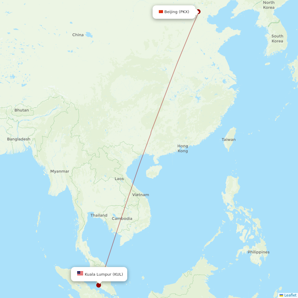 AirAsia X at PKX route map