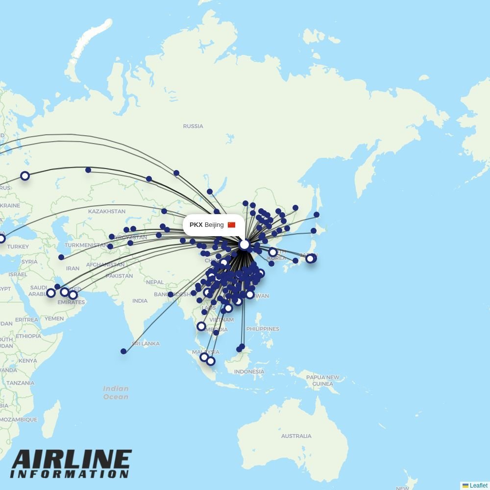 China United Airlines routes from PKX