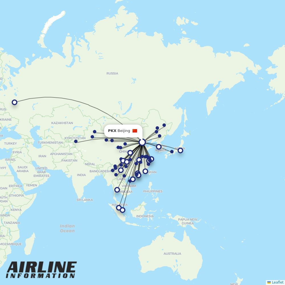 China Eastern routes from PKX