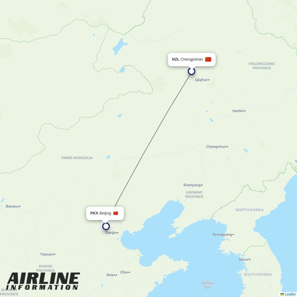 Hebei Airlines routes from PKX