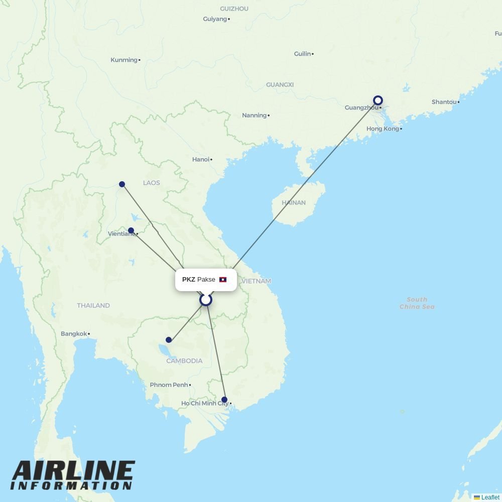 Lao Airlines routes from PKZ