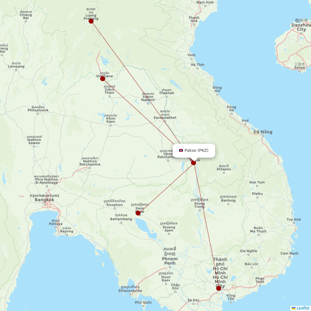 Lao Airlines at PKZ route map