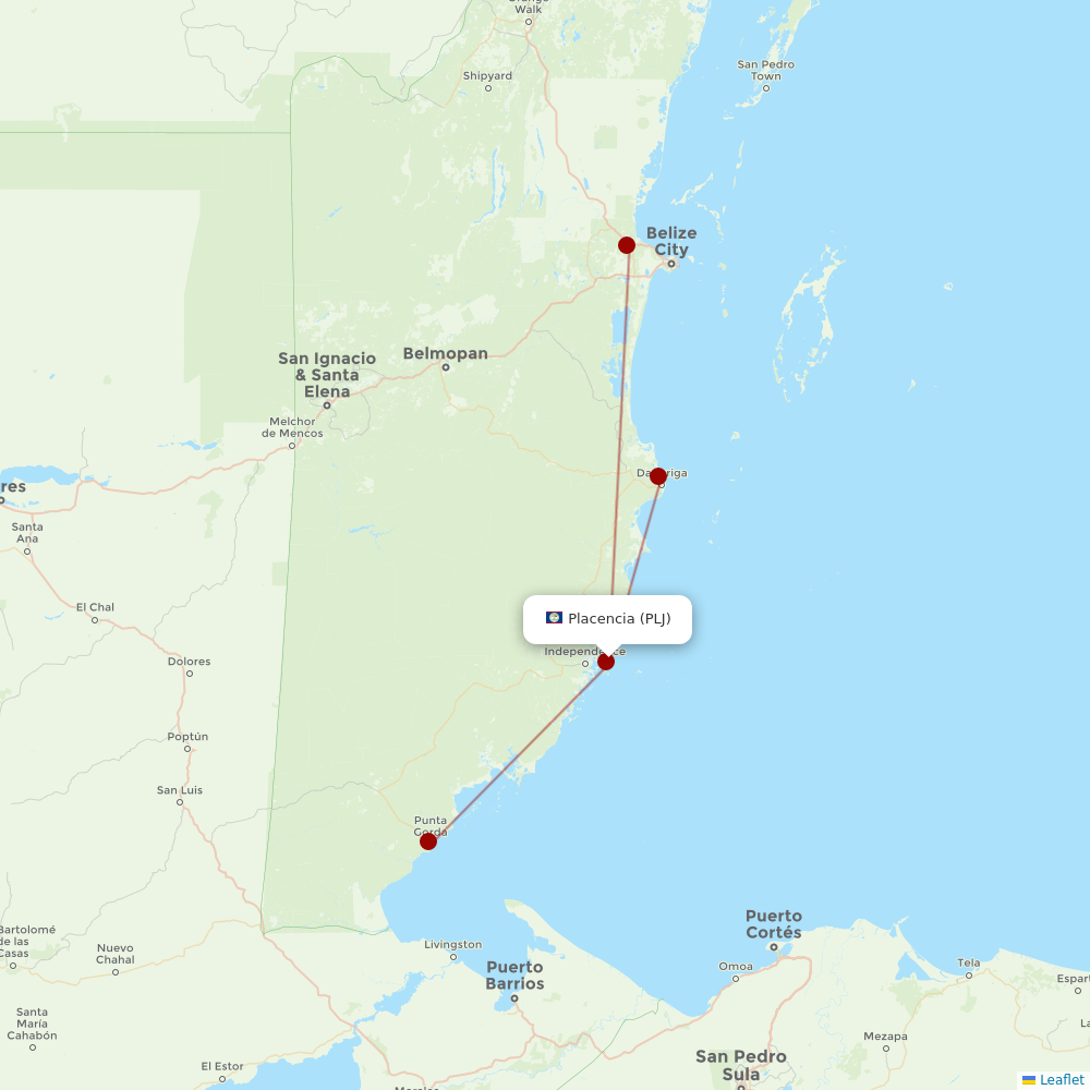 Tropic Air at PLJ route map