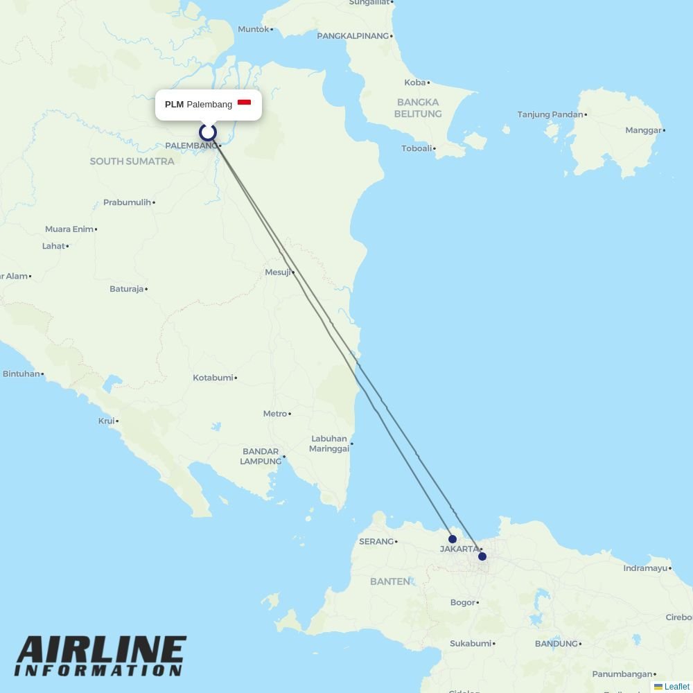 Batik Air routes from PLM