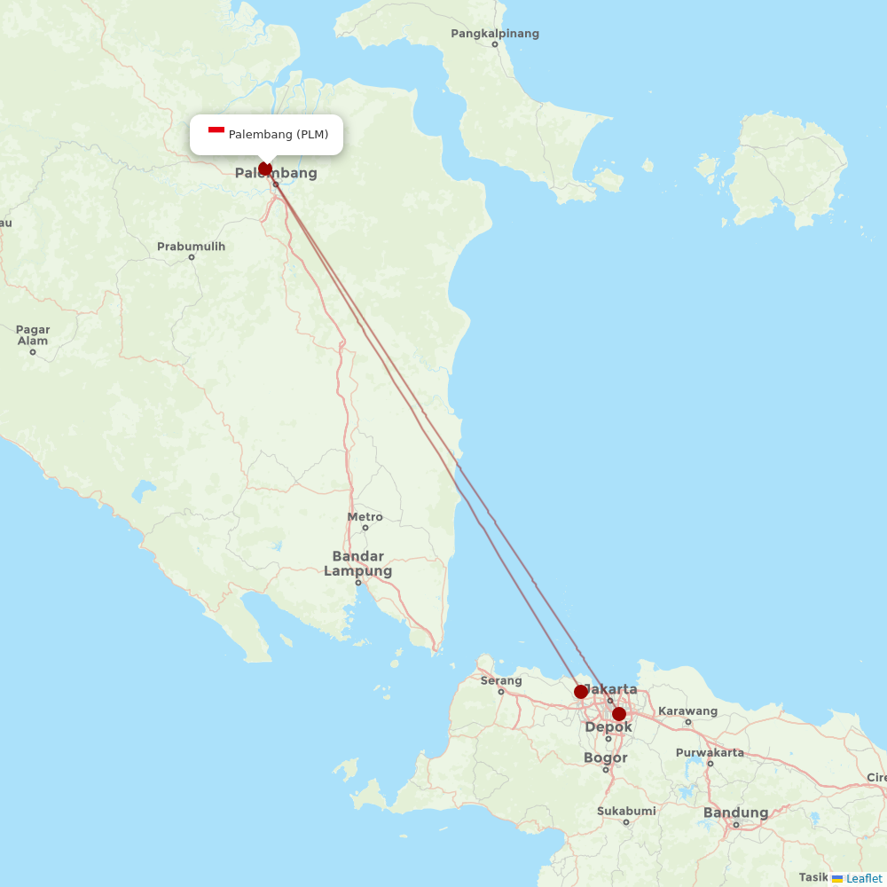 Batik Air at PLM route map