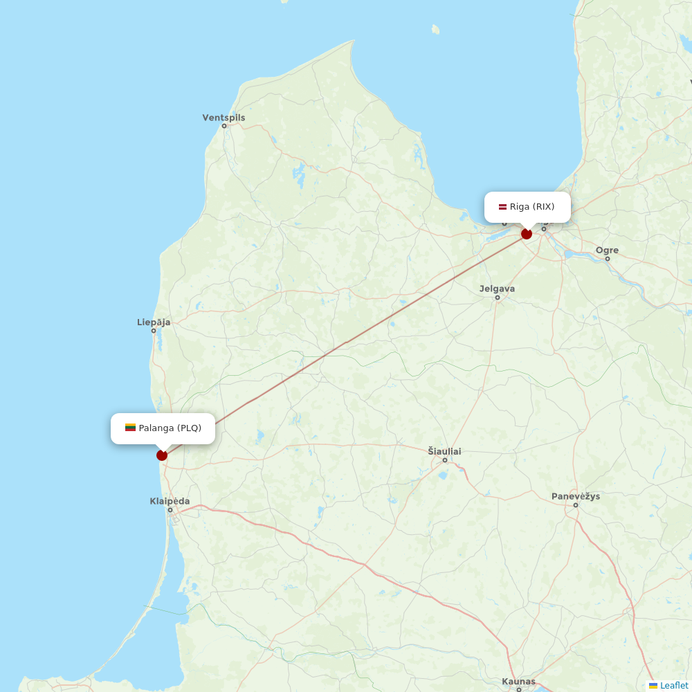 Air Baltic at PLQ route map