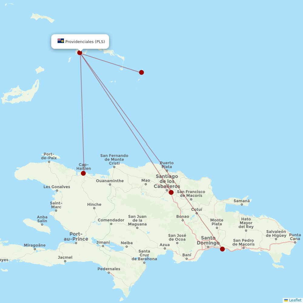 Caicos Express Airways at PLS route map