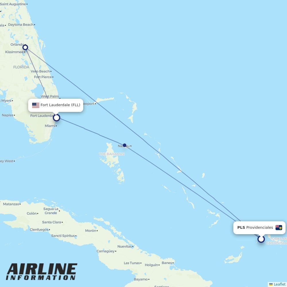 Airlines with flights from Providenciales to Fort Lauderdale (PLS to