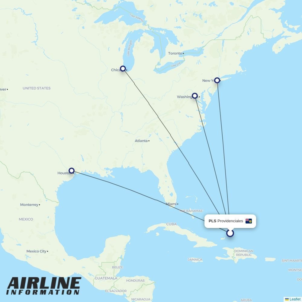 United routes from PLS