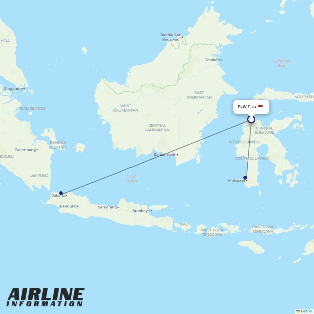 Batik Air routes from PLW